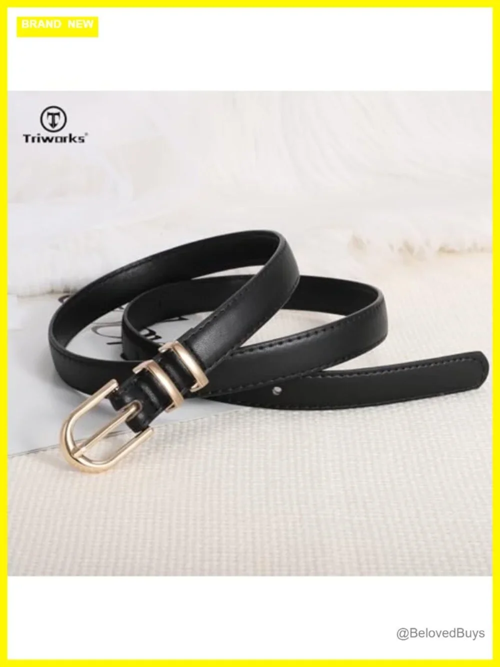 Women 2 Pack Skinny Faux Leather Belts Gold Buckle